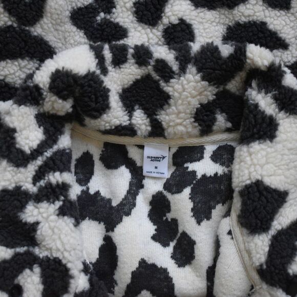 OLD NAVY Women's Active Black and White Leopard Print Teddy Jacket Size M - Picture 6 of 9